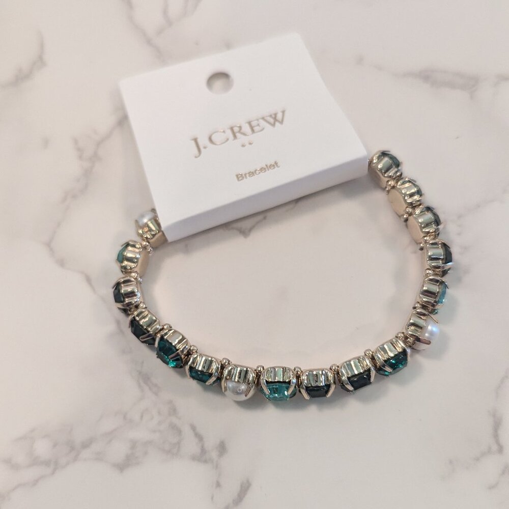 J.Crew Factory Crystal and Pearl Stretch Bracelet - Picture 3 of 7